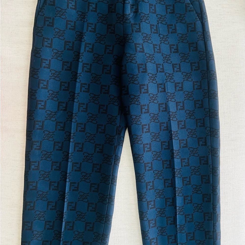 Fendi Boys Navy and Black Monogram Trousers (10Y)